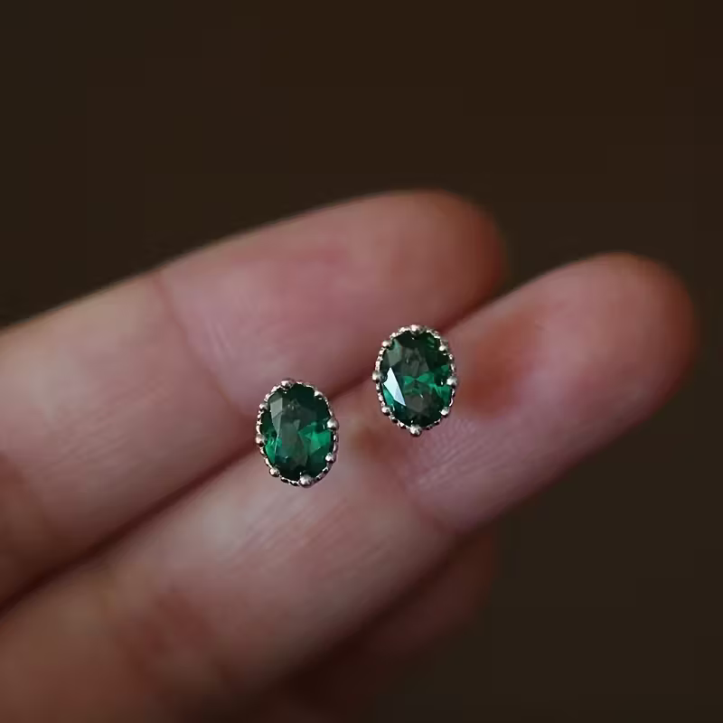 Green Oval Earrings