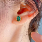 Green Oval Earrings