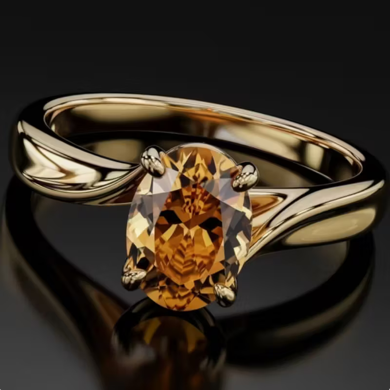 Gold-Tone Amber-Look Ring