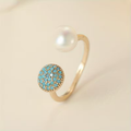 Open ring met cluster en parel
