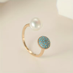 Open ring met cluster en parel