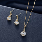 Crystal Pendant Necklace and Drop Earrings Set