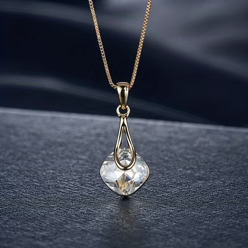 Crystal Pendant Necklace and Drop Earrings Set