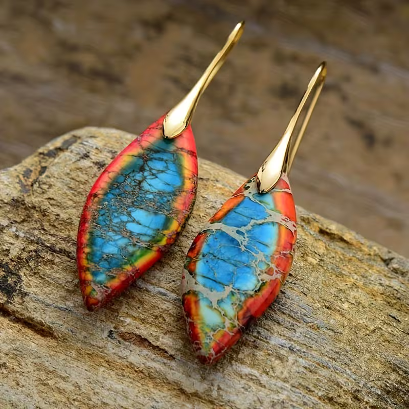 Stone Leaf Drop Earrings