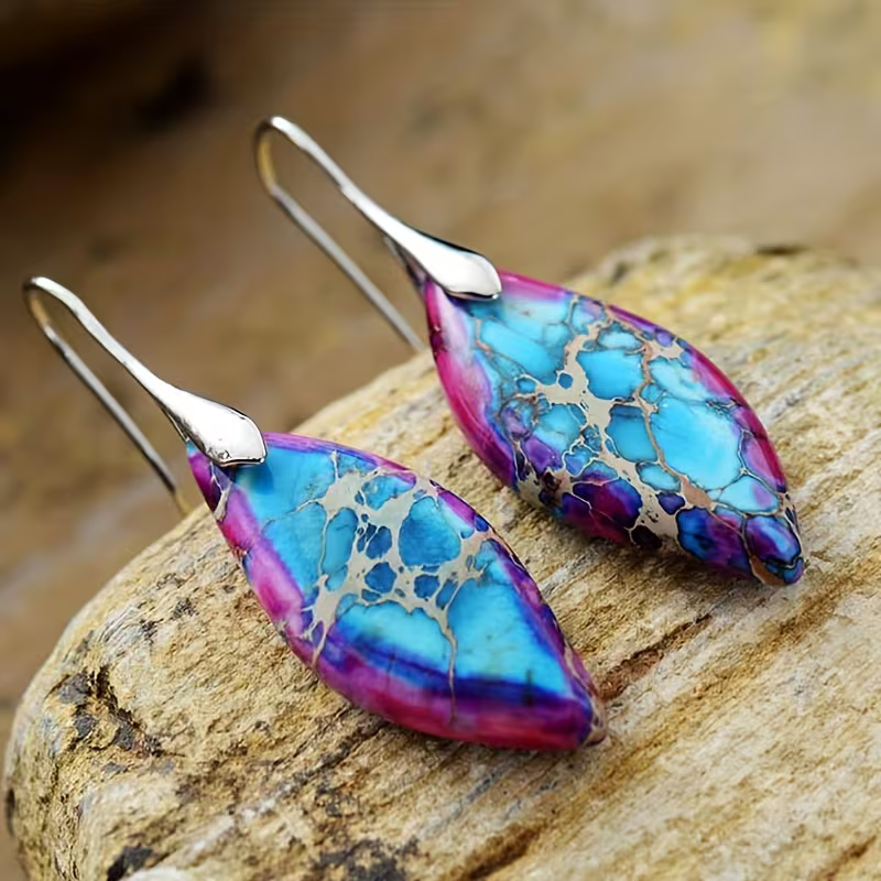 Stone Leaf Drop Earrings