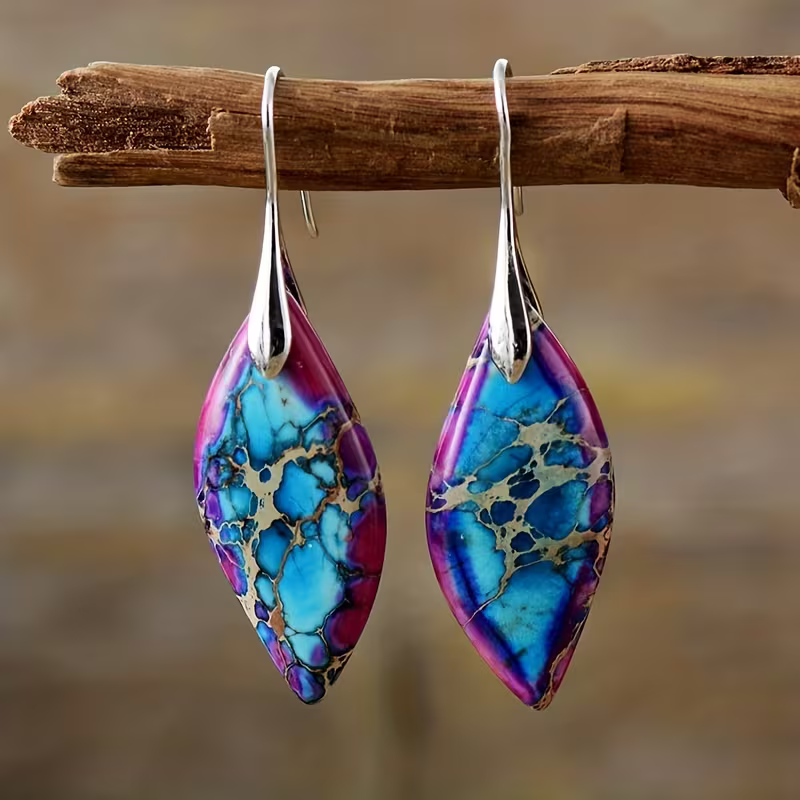 Stone Leaf Drop Earrings