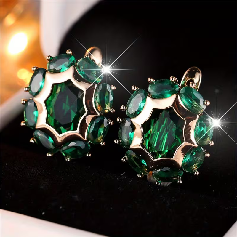 Emerald-Look Drop Earrings