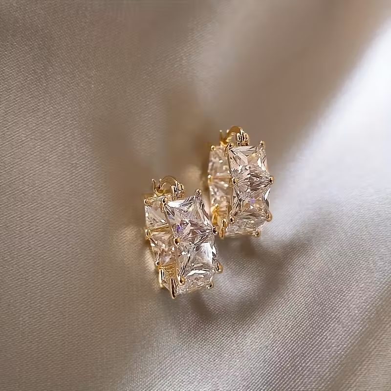 Rectangular Step-Cut Stone Earrings