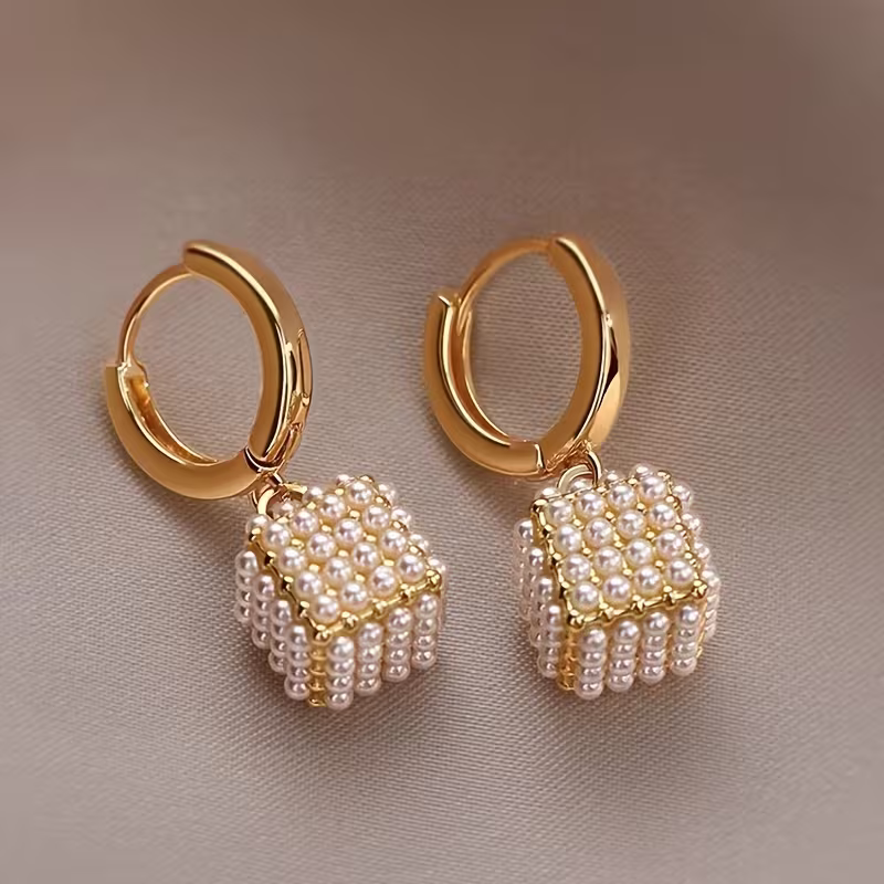 Cube Pearl Earrings
