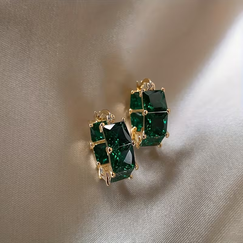 Rectangular Step-Cut Stone Earrings