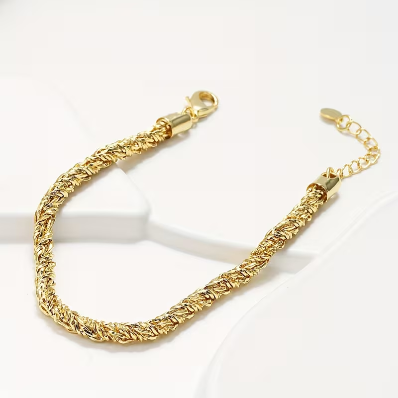 Gold-Tone Twisted Rope Chain Bracelet