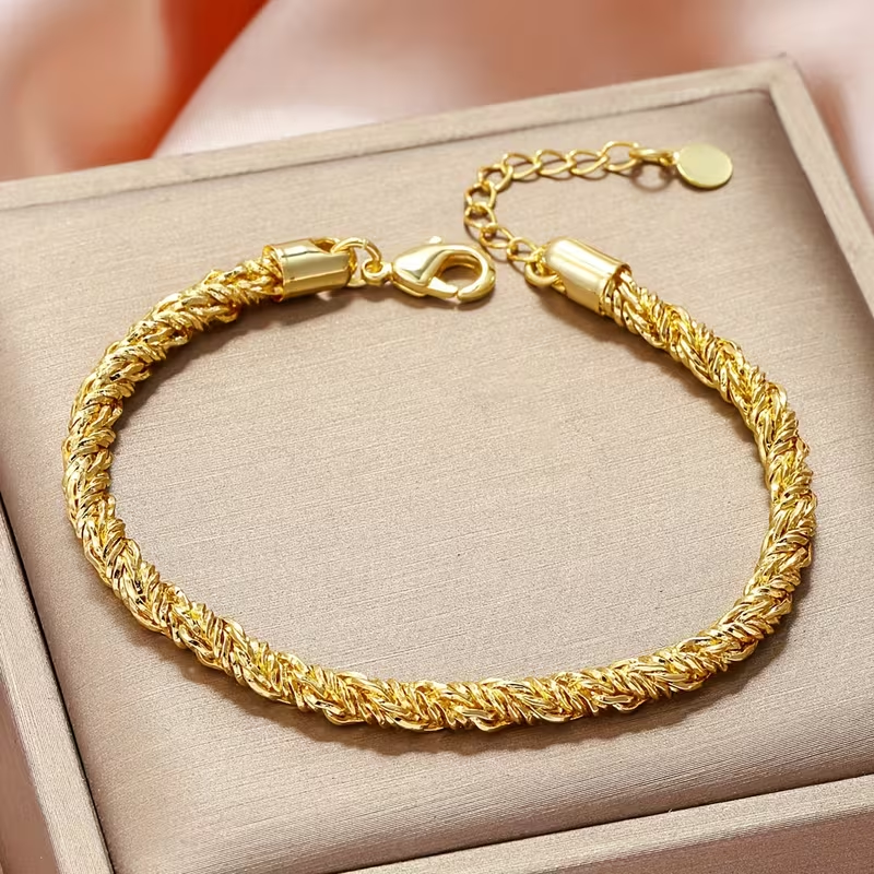 Gold-Tone Twisted Rope Chain Bracelet