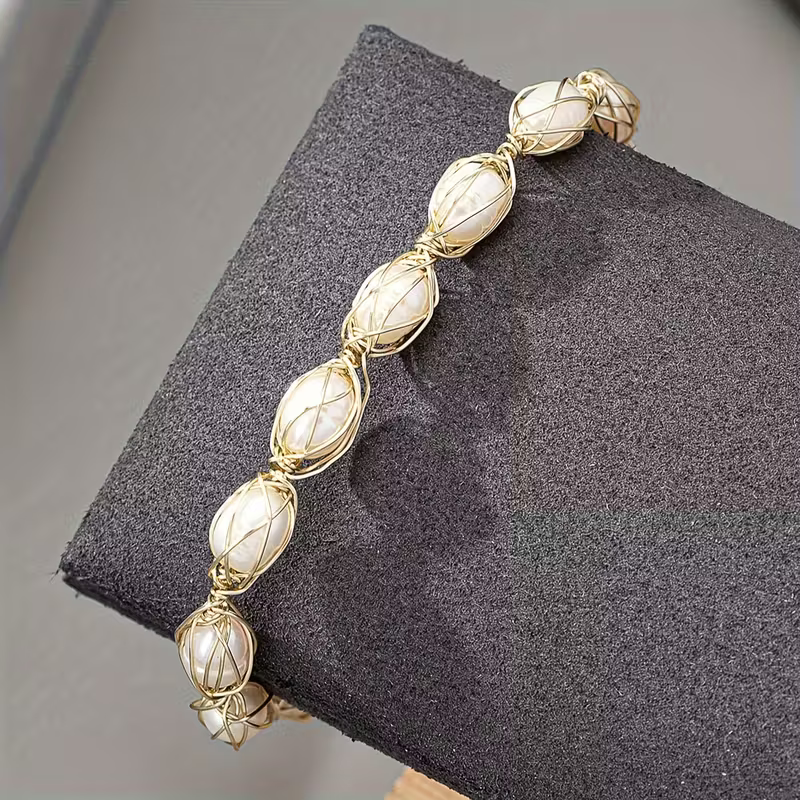 Wire and Pearl Bracelet