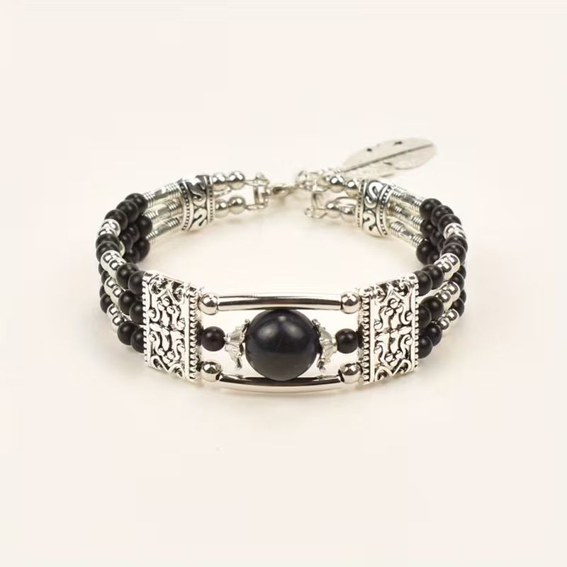 Boho armband met stenen in amberlook