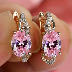 Oval Green Stone Halo Leverback Earrings