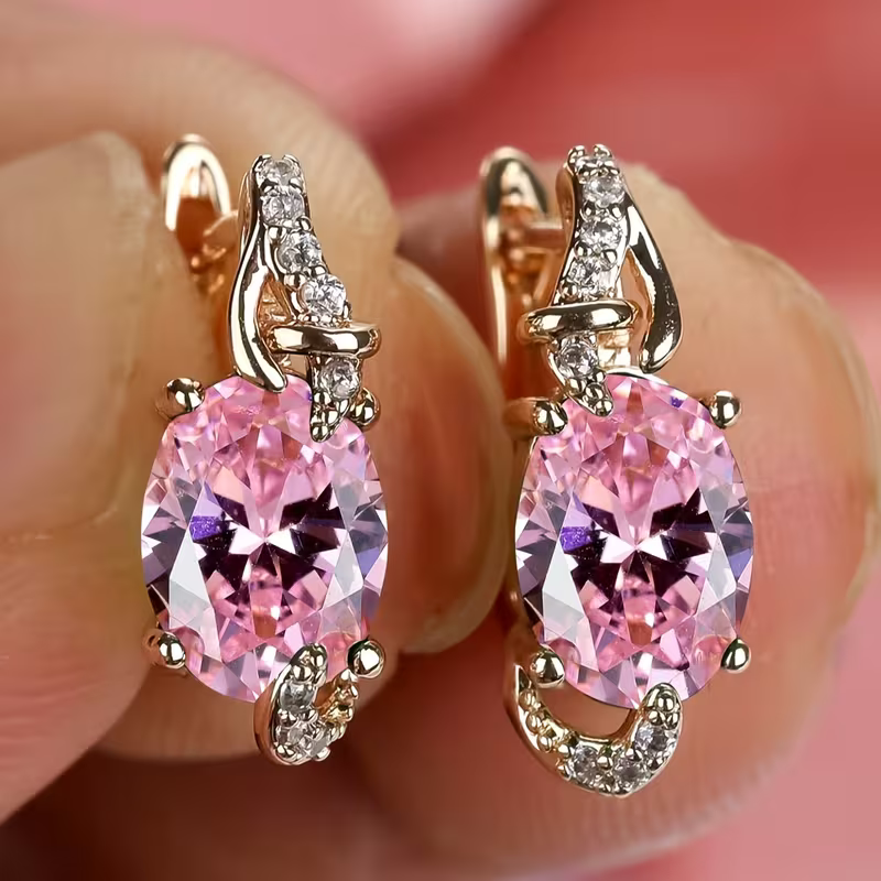 Oval Green Stone Halo Leverback Earrings