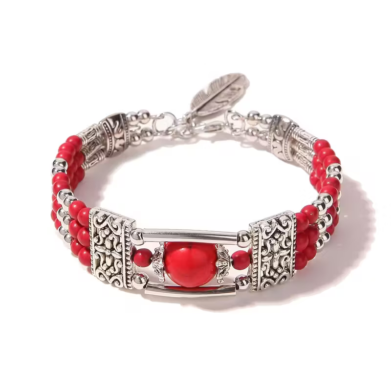 Boho armband met stenen in amberlook