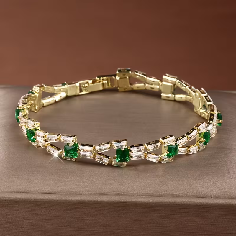 Baguette-Cut Stone Bracelet