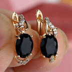 Oval Green Stone Halo Leverback Earrings