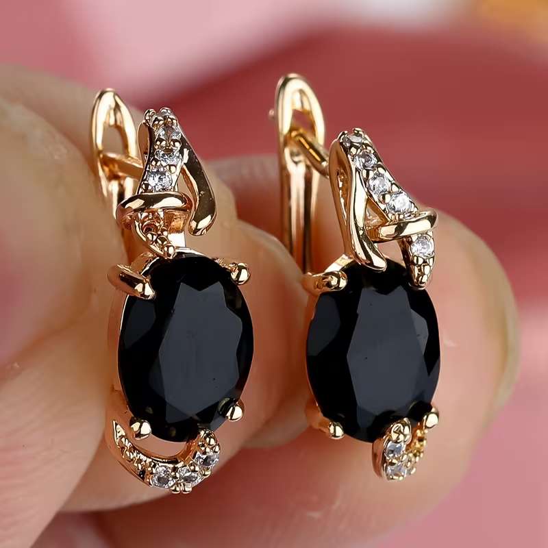 Oval Green Stone Halo Leverback Earrings