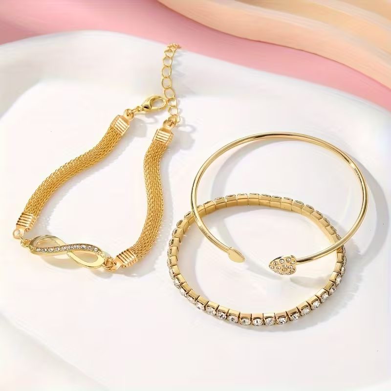 Infinity and Heart Bracelet Set