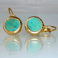 Gold-Tone Round Turquoise-Look Leverback Earrings