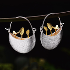 Gold-Plated Floral Basket Earrings