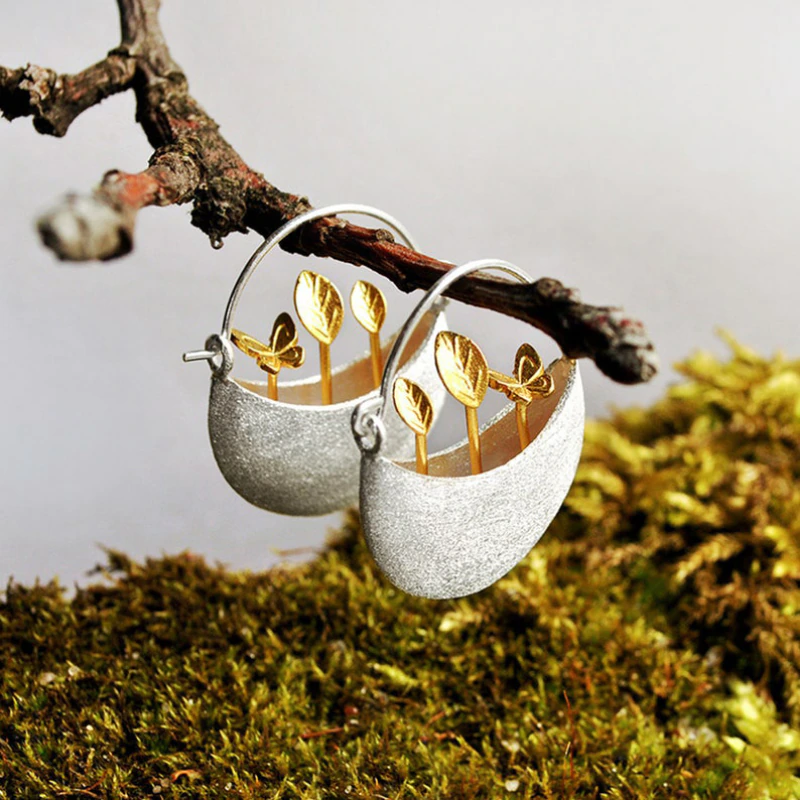 Gold-Plated Floral Basket Earrings
