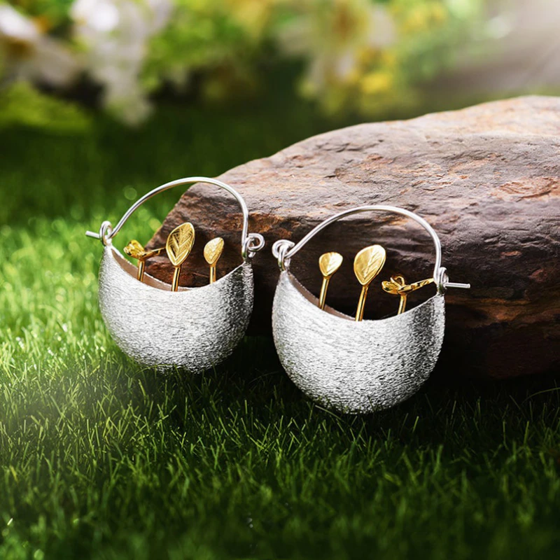 Gold-Plated Floral Basket Earrings