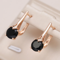 Black Crystal Earrings in Gold Tone