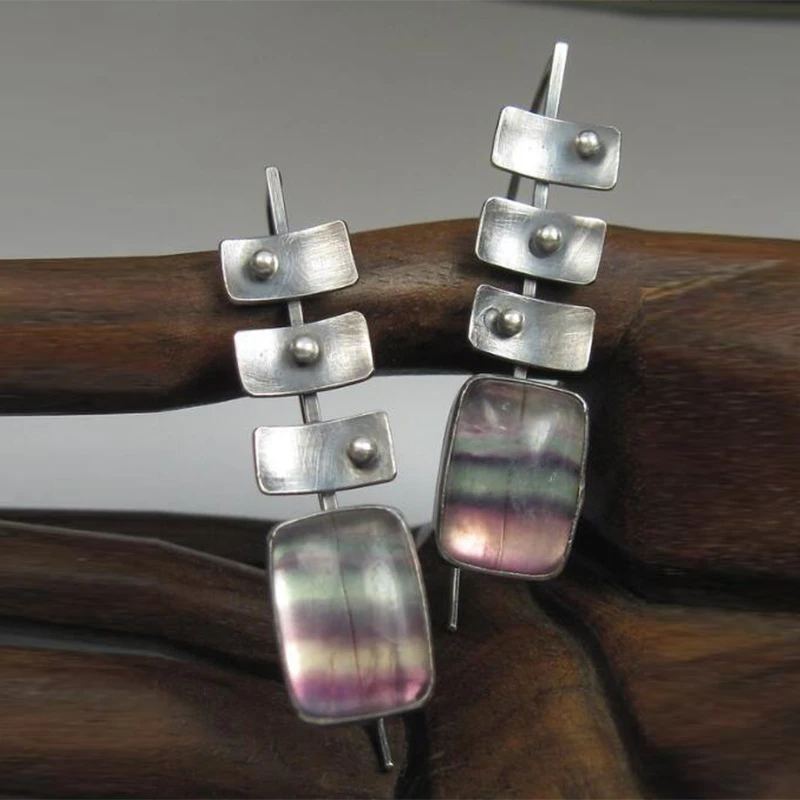 Boho Faded-Colour Earrings in Silver Tone