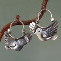 Vintage-Style Bird Earrings in Silver Tone
