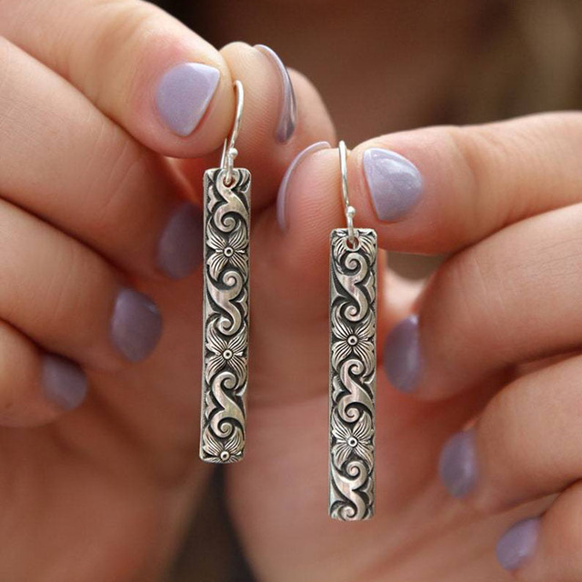Rechthoekige boho oorbellen van sterling zilver