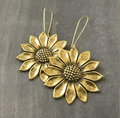 Vintage-Style Gold-Tone Double Sunflower Earrings
