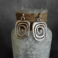Vintage-Style Silver-Tone Square Spiral Earrings