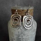 Vintage-Style Silver-Tone Square Spiral Earrings
