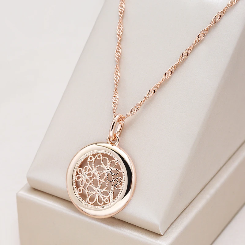 Rose Gold-Tone Filigree Disc Pendant Necklace