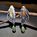 Vintage-Style Cosmic Green Stone Earrings