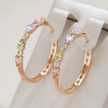 Colourful Crystal Open Hoop Earrings