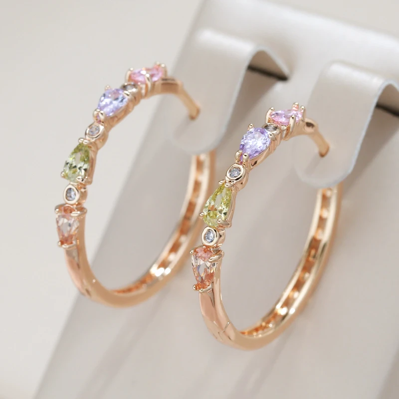 Colourful Crystal Open Hoop Earrings