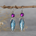 Vintage-Style Blue and Purple Crystal Earrings