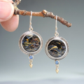 Vintage-Style Black Stone Round Drop Earrings