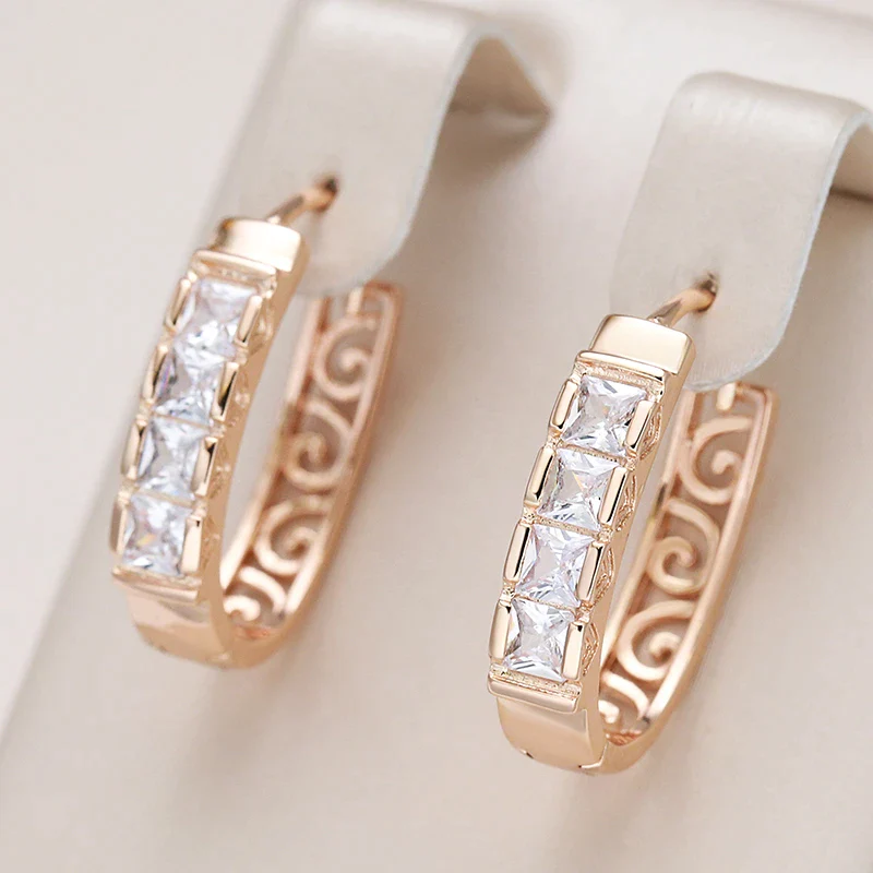 Rose Gold-Tone Crystal Baguette Hoop Earrings
