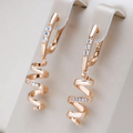 Spiral Zirconia Earrings in Gold Tone