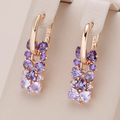 Purple Crystal Cluster Leverback Earrings