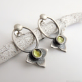 Vintage-Style Yellow Crystal Silver-Tone Petal Earrings