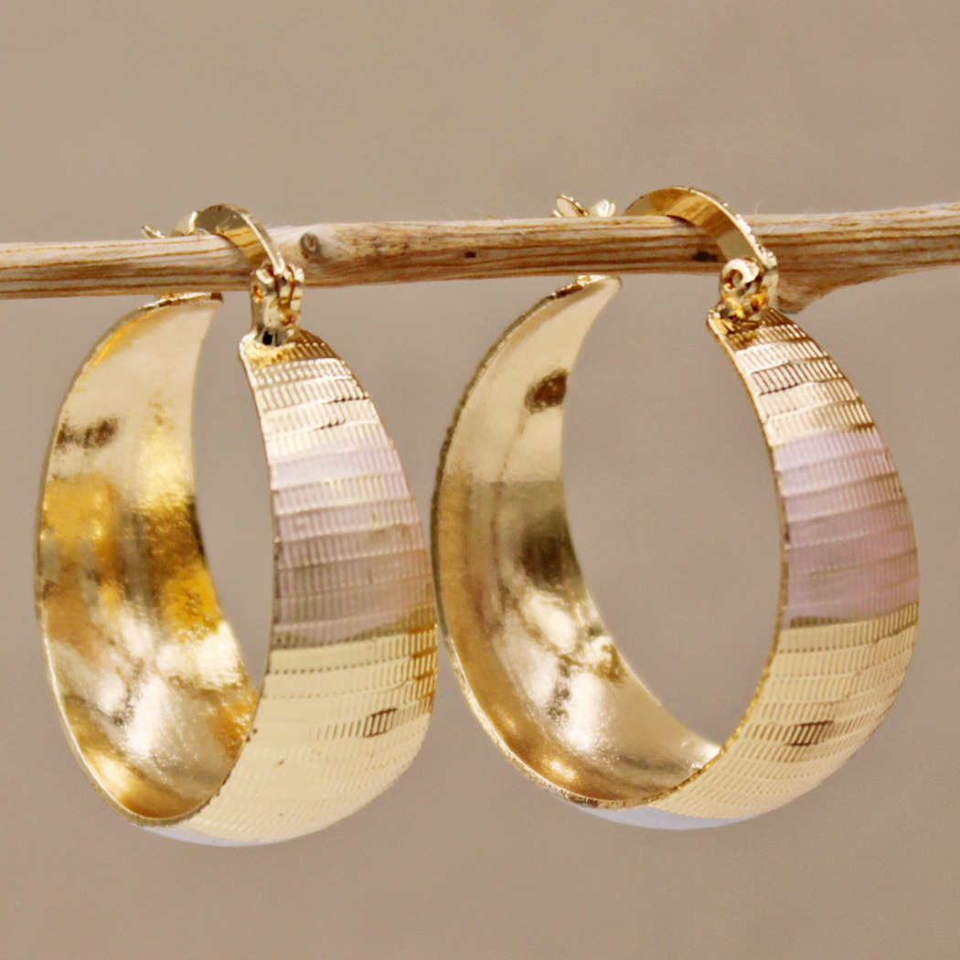 Wide Ribbed Gold-Tone Huggie Earrings