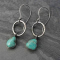 Turquoise Stone Earrings in Vintage Silver Tone