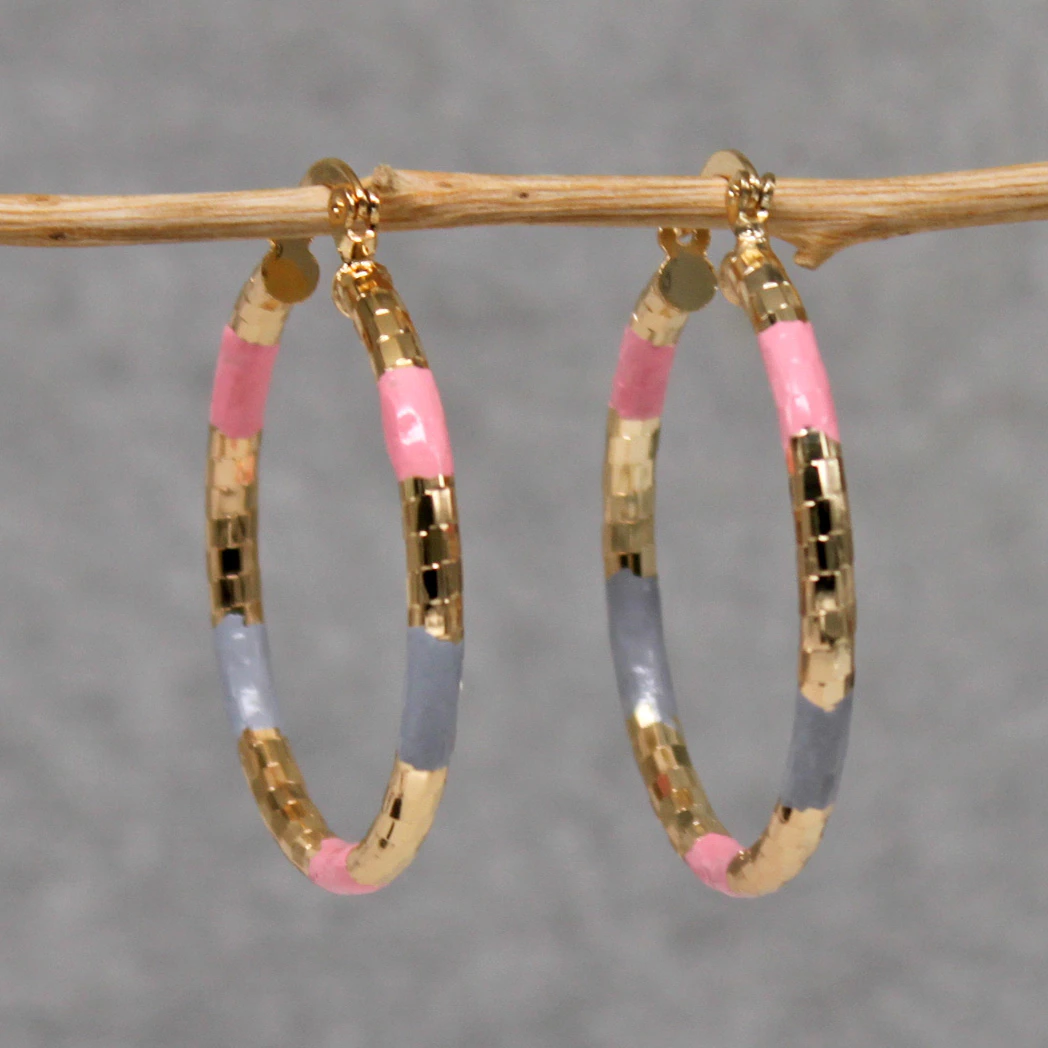 Vintage-Style Colourful Enamel Striped Hoop Earrings