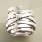 Vintage-Style Thick Layered Silver-Tone Ring